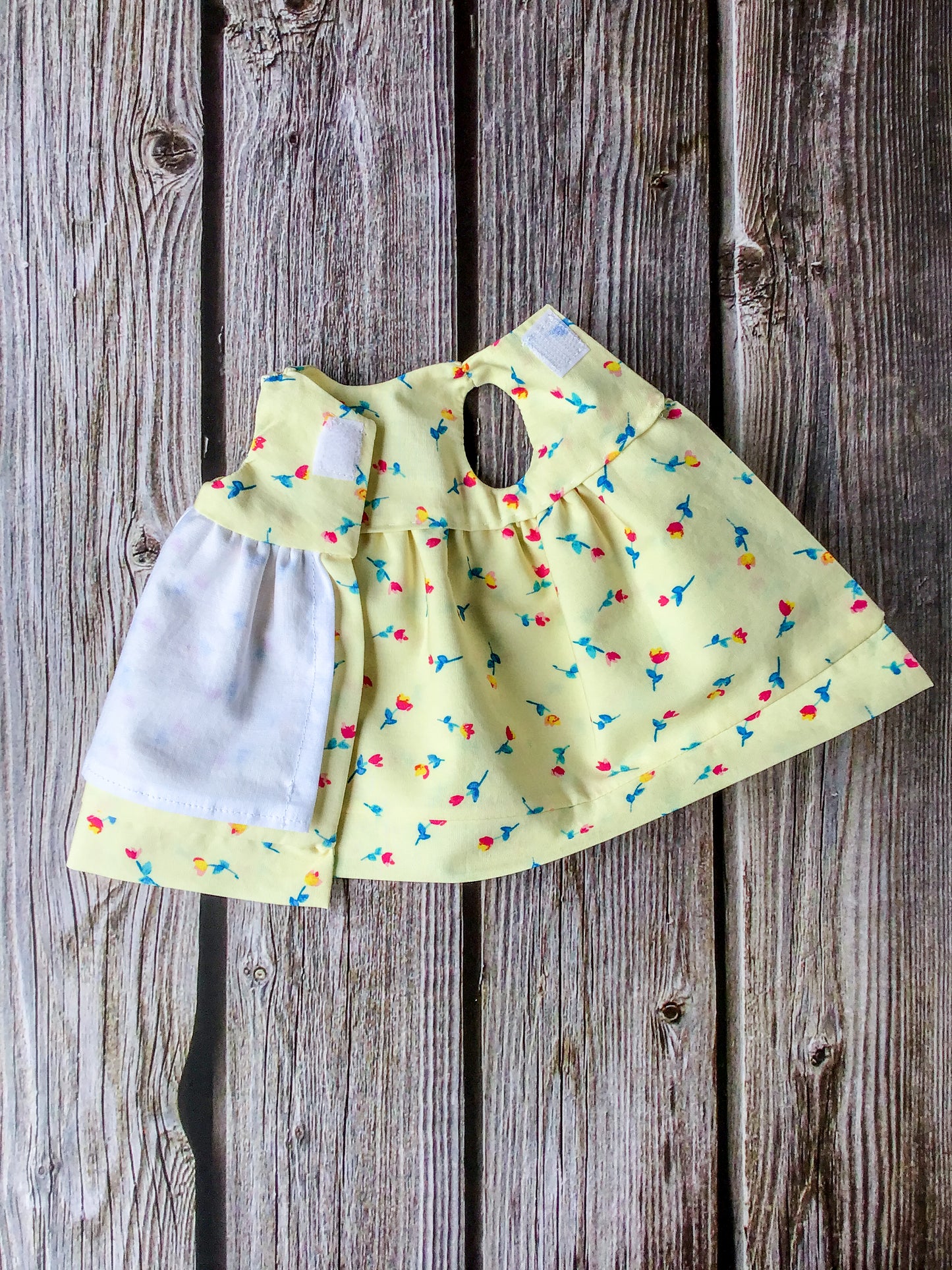 Doll Dress - Yellow - Pinafore - Bunny Doll - Rabbit Ragdoll - 100% Cotton - Reversible Dress - Pretend Play - For 15 Inch Doll