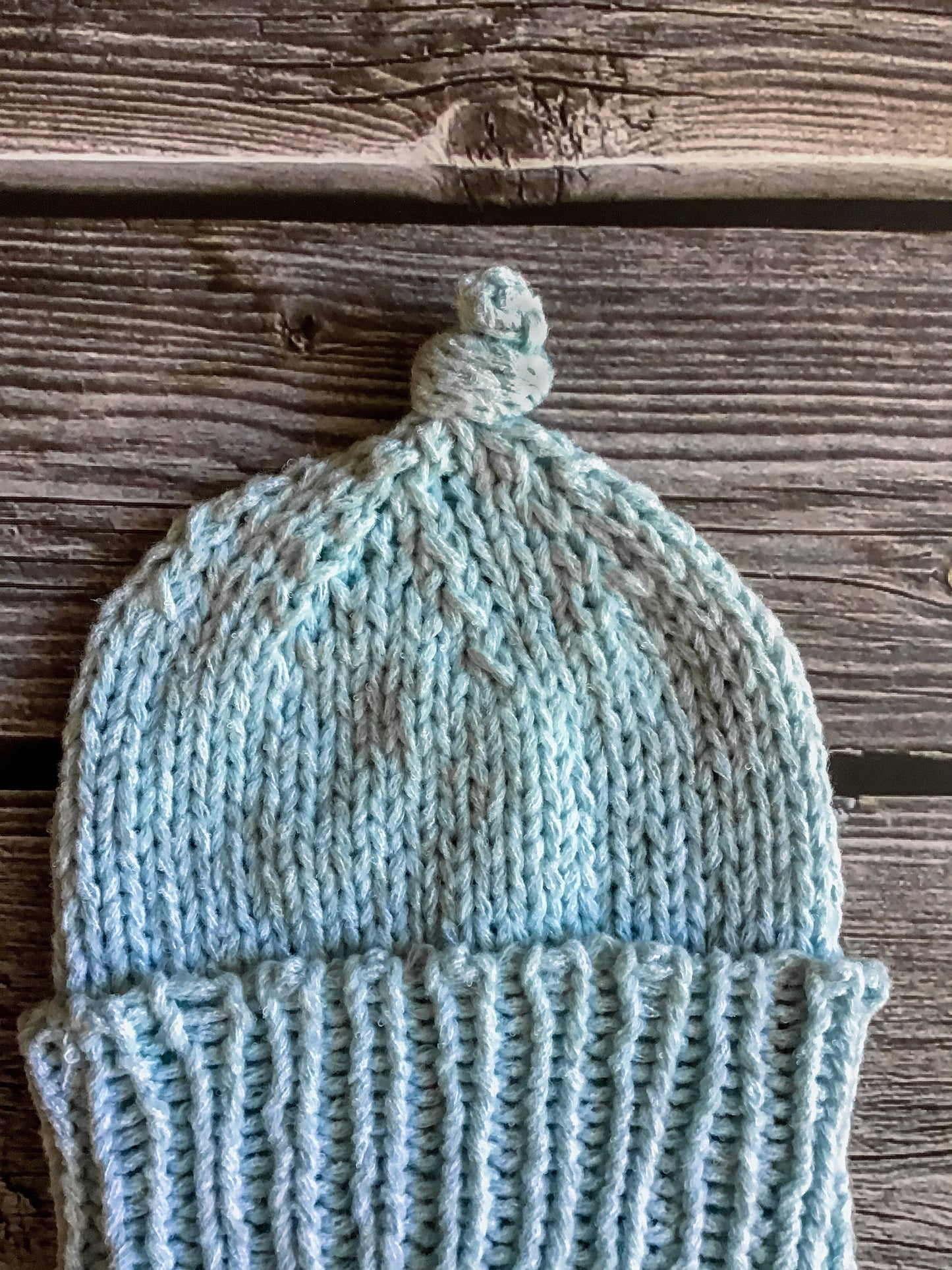 Knotted Preemie Newborn Hat - Knitted Beanie - Baby Blue - In 0 to 3 Month Size, Newborn Size, Preemie Size, and Small Preemie Size
