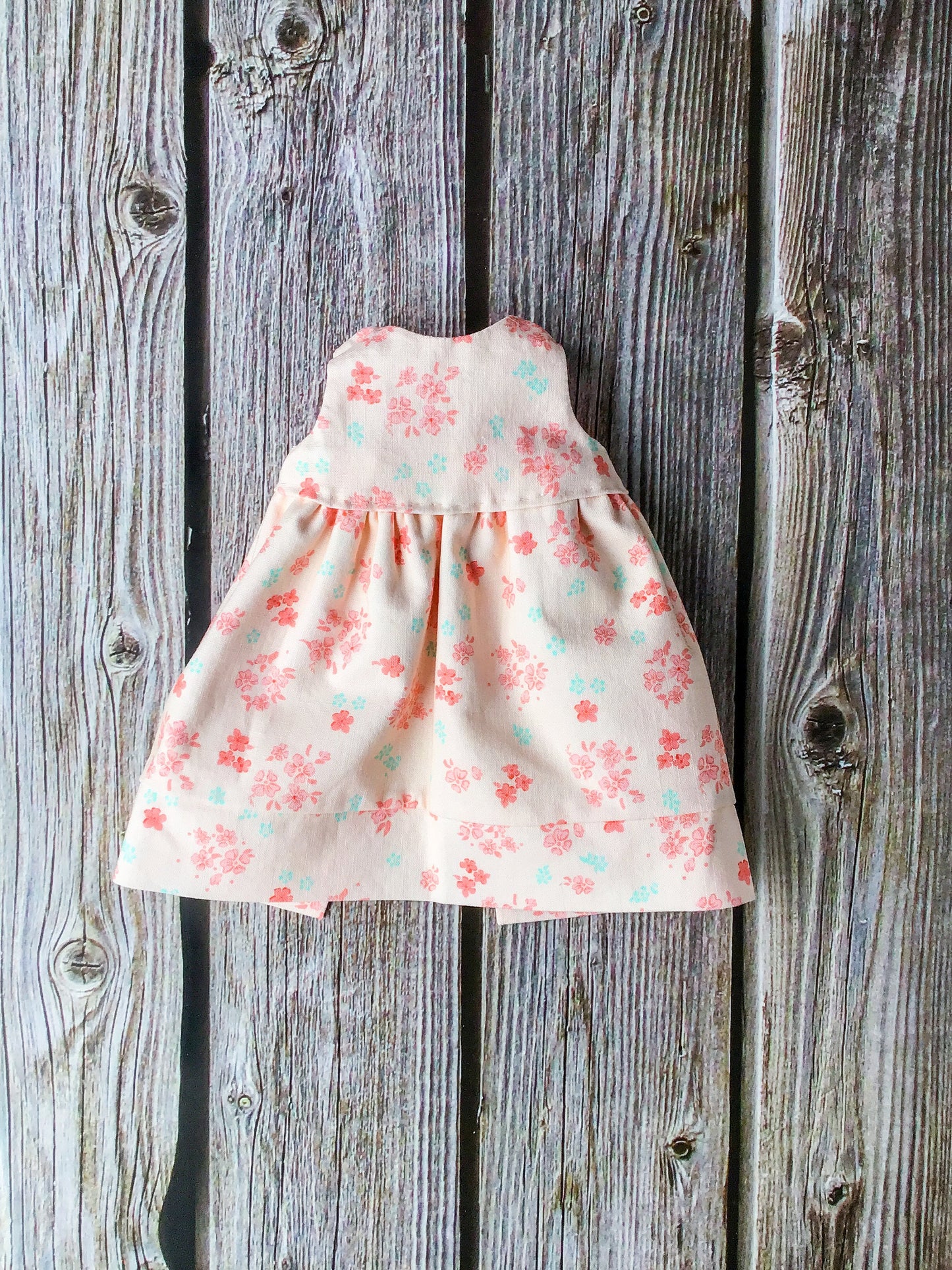 Doll Dress - Light Pink - Pinafore - Bunny Doll - Rabbit Ragdoll - 100% Cotton - Reversible Dress - Pretend Play - For 15 Inch Doll