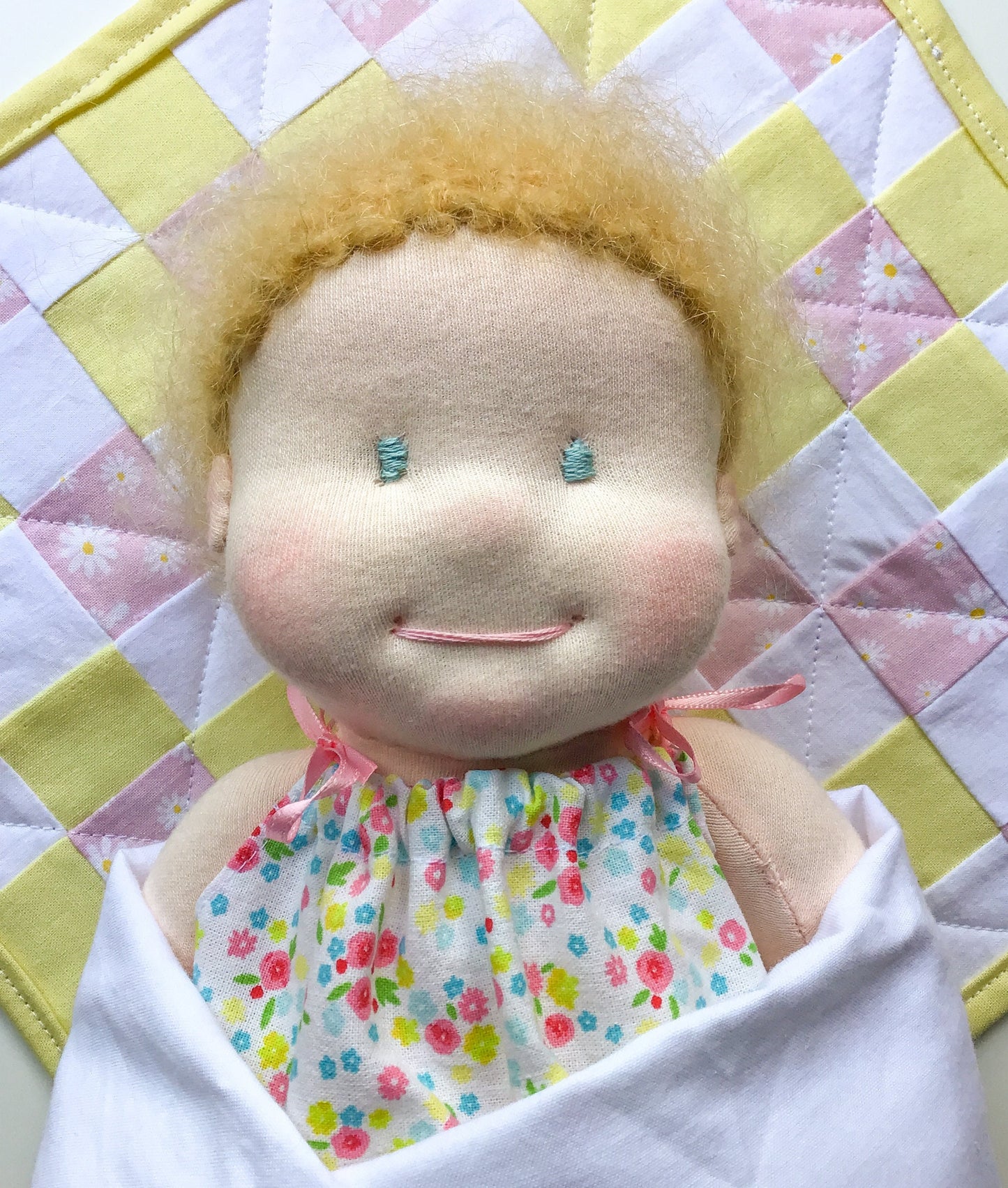Waldorf Baby Doll - Light Pale Skin - Blonde Hair - 12 inches (30.5 cm) - Dress Up Doll - Pretend Play