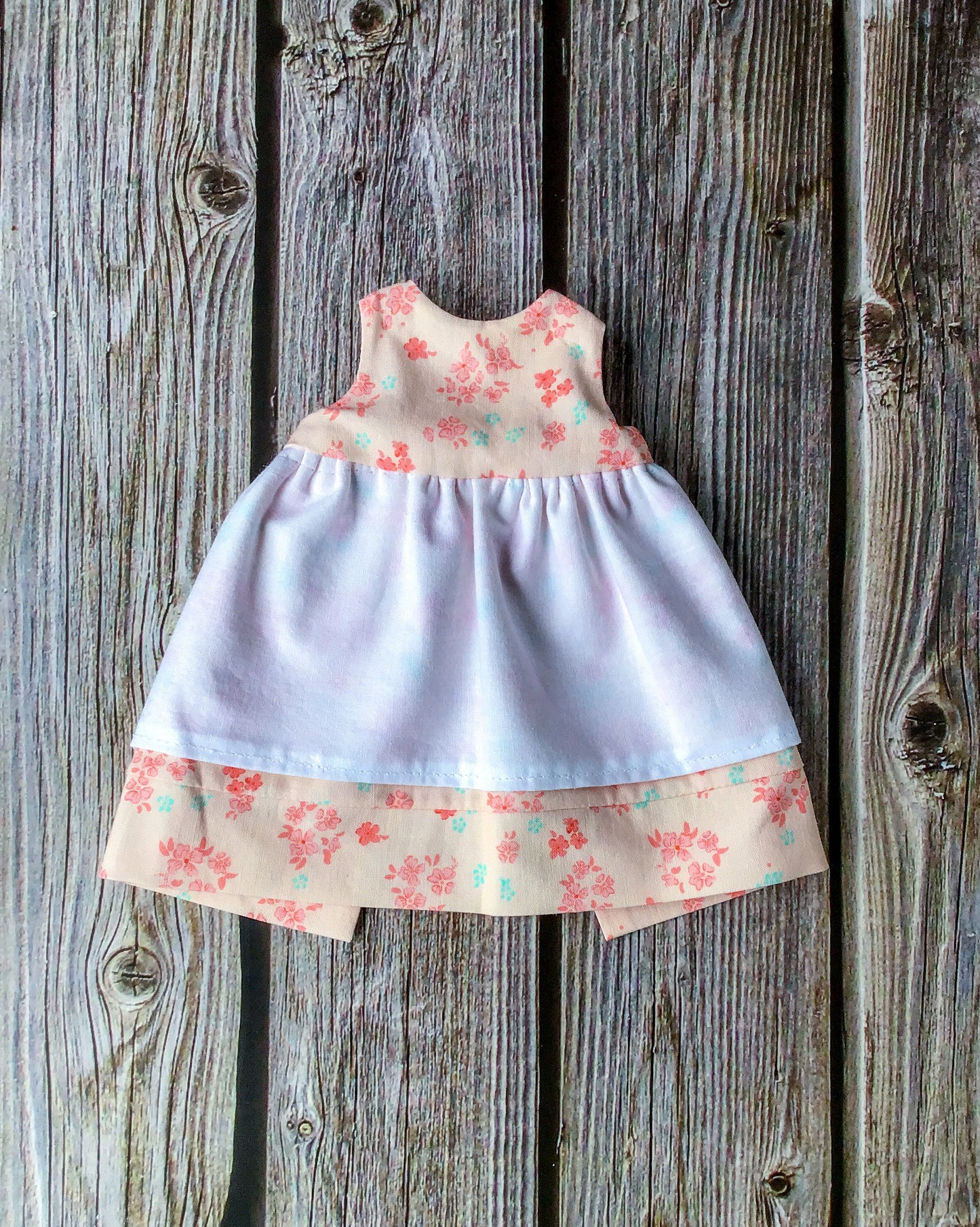 Doll Dress - Light Pink - Pinafore - Bunny Doll - Rabbit Ragdoll - 100% Cotton - Reversible Dress - Pretend Play - For 15 Inch Doll