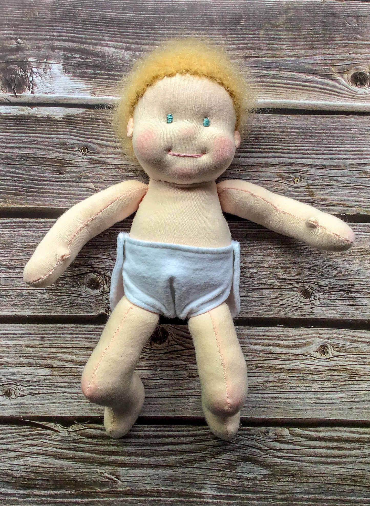 Waldorf Baby Doll - Light Pale Skin - Blonde Hair - 12 inches (30.5 cm) - Dress Up Doll - Pretend Play