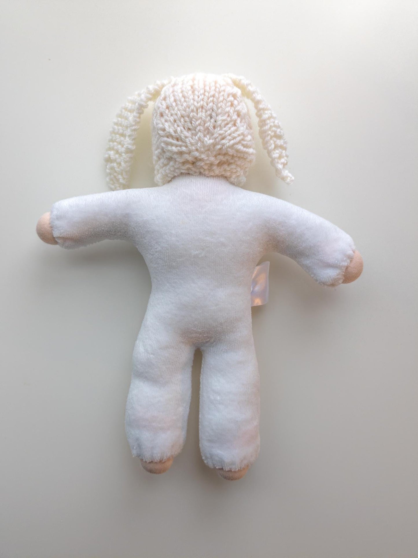 Handcrafted Bunny Cuddle Doll with Wool Egg Basket - Waldorf Inspired - Eco-Friendly Materials - Soft and Sweet - Light Pale Skin Blonde