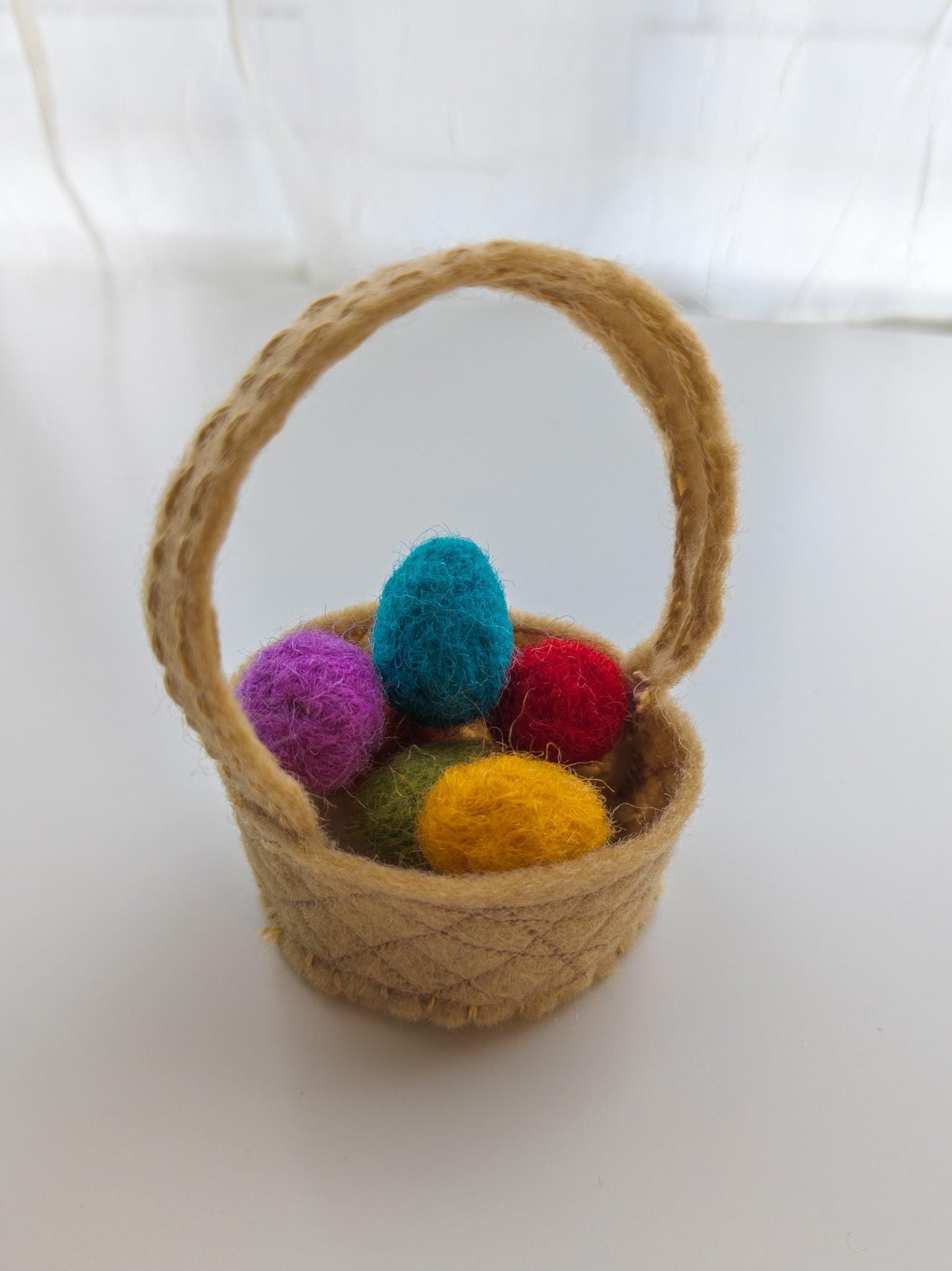 Handcrafted Bunny Cuddle Doll with Wool Egg Basket - Waldorf Inspired - Eco-Friendly Materials - Soft and Sweet - Light Pale Skin Blonde
