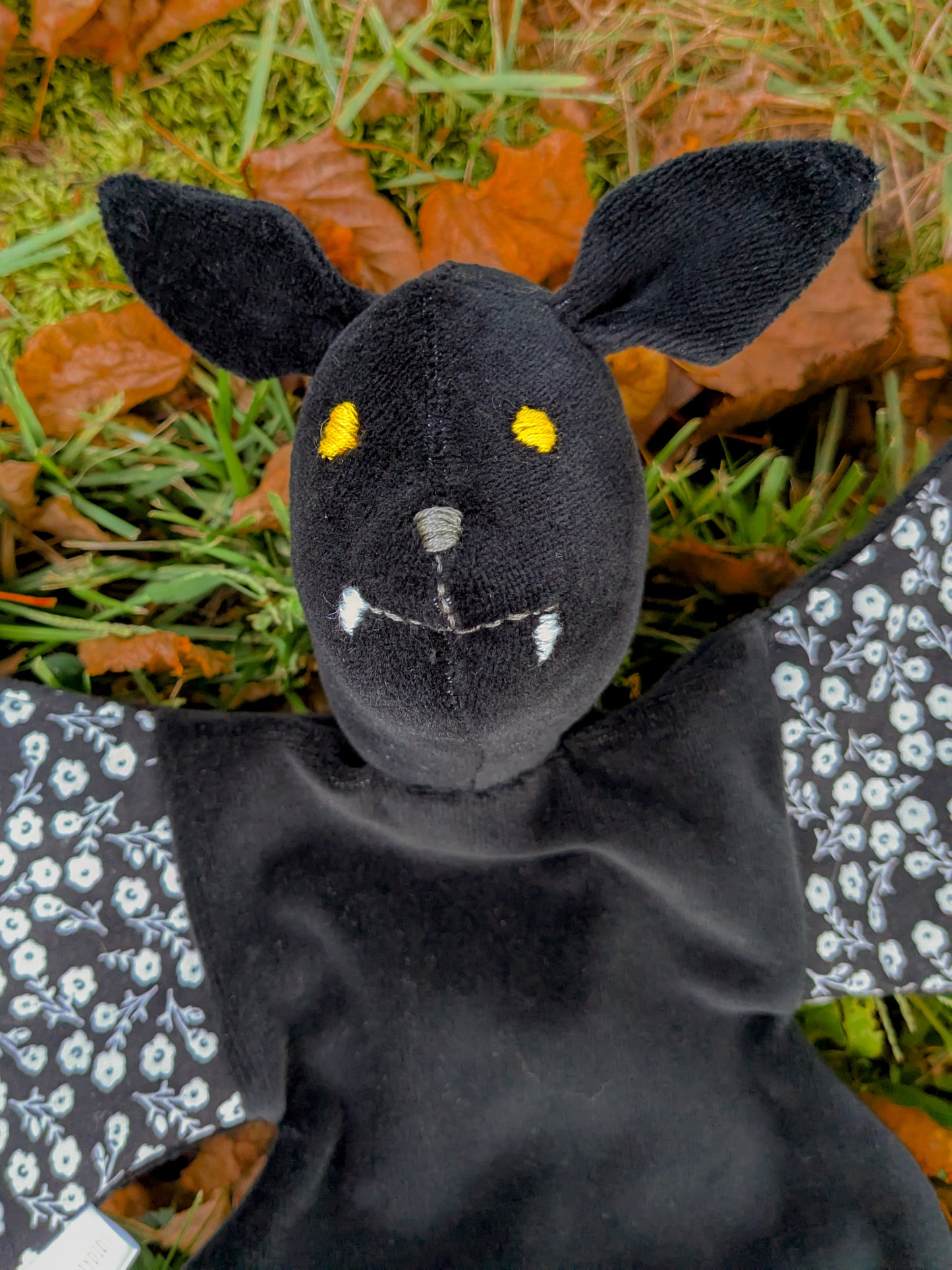 Bat Lovey Handmade Velour Bat Lovey: Floral or Plaid Wings, Baby Comfort Toy
