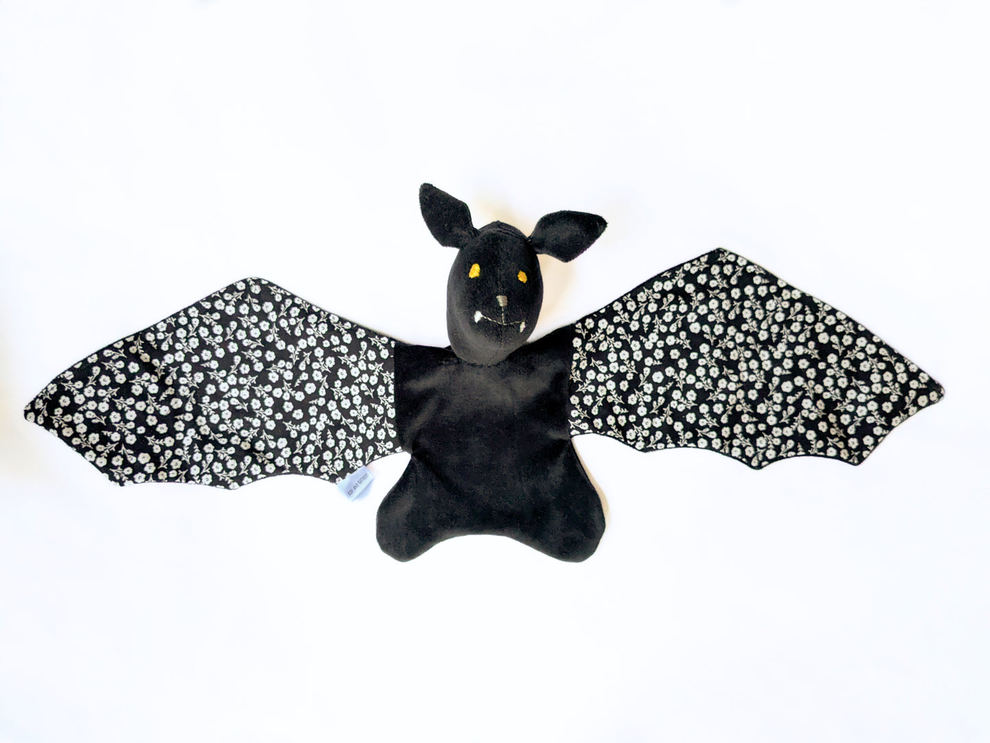 Bat Lovey Handmade Velour Bat Lovey: Floral or Plaid Wings, Baby Comfort Toy