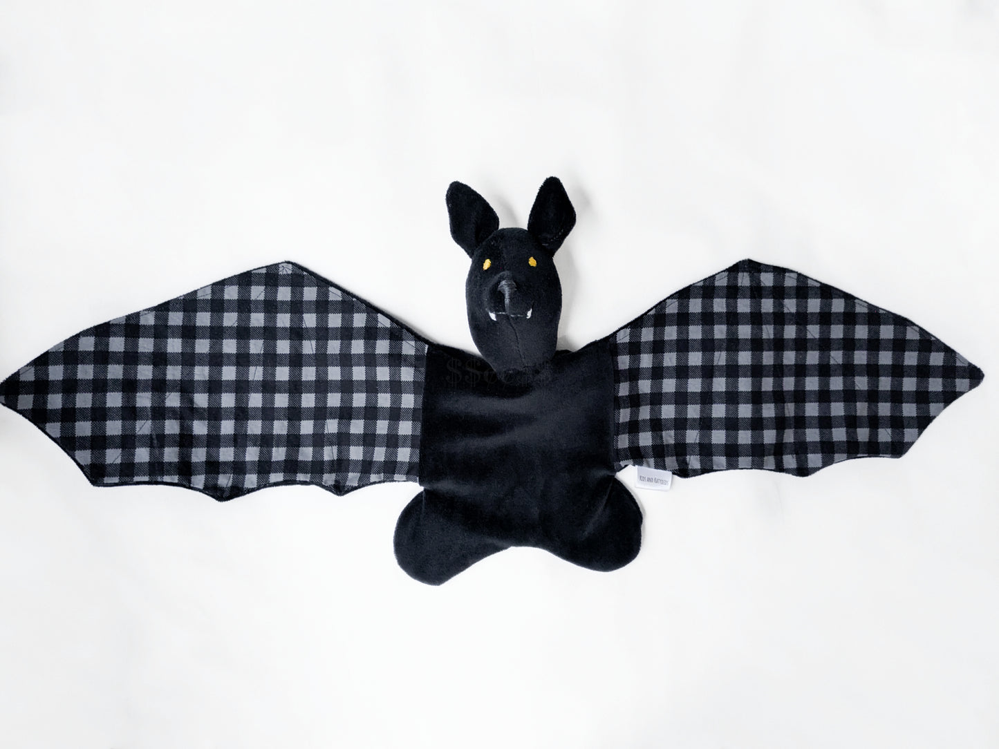 Bat Lovey Handmade Velour Bat Lovey: Floral or Plaid Wings, Baby Comfort Toy
