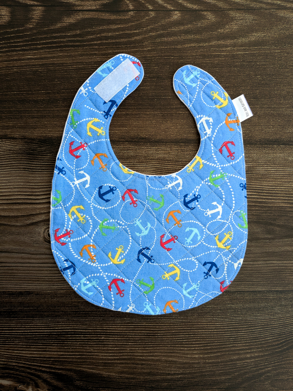 Quilted Baby Teething Bib - Anchors  – 100% Cotton - Handmade
