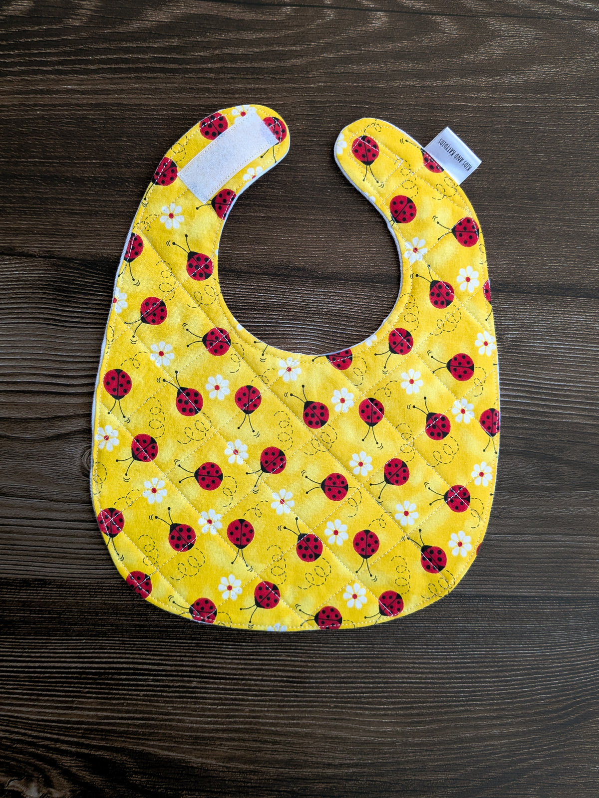Quilted Baby Teething Bib - Ladybug – 100% Cotton - Handmade