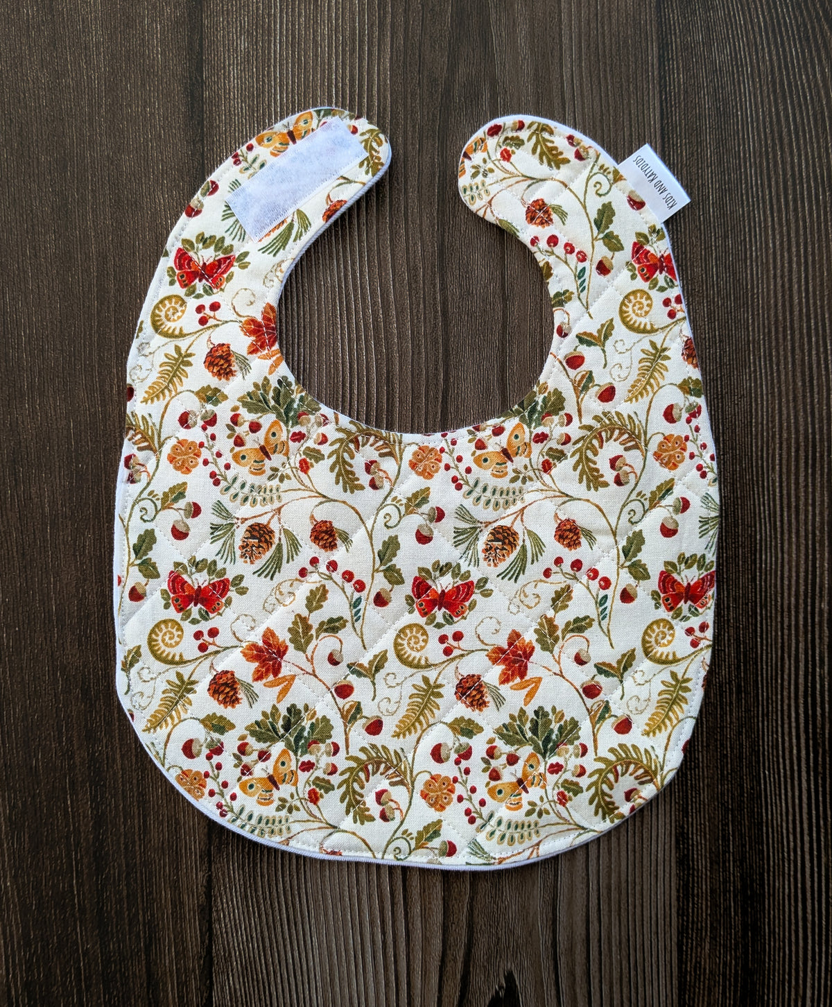 Quilted Baby Teething Bib - Autumn Floral – 100% Cotton - Handmade