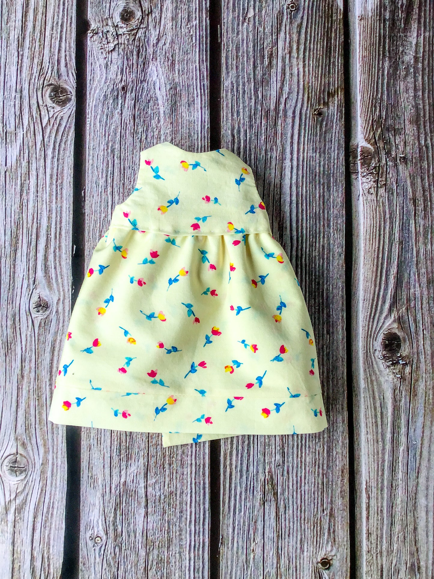 Doll Dress - Yellow - Pinafore - Bunny Doll - Rabbit Ragdoll - 100% Cotton - Reversible Dress - Pretend Play - For 15 Inch Doll