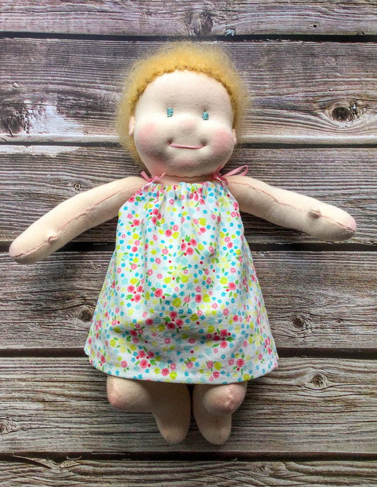 Waldorf Baby Doll - Light Pale Skin - Blonde Hair - 12 inches (30.5 cm) - Dress Up Doll - Pretend Play