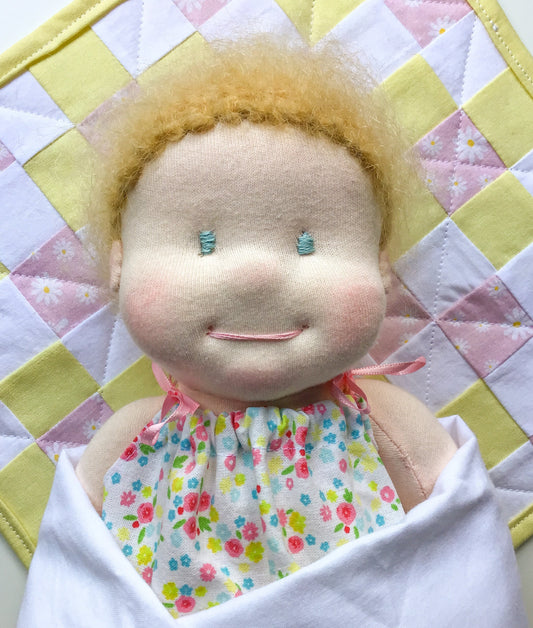 Waldorf Baby Doll - Light Pale Skin - Blonde Hair - 12 inches (30.5 cm) - Dress Up Doll - Pretend Play