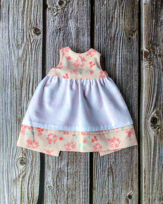Doll Dress - Light Pink - Pinafore - Bunny Doll - Rabbit Ragdoll - 100% Cotton - Reversible Dress - Pretend Play - For 15 Inch Doll