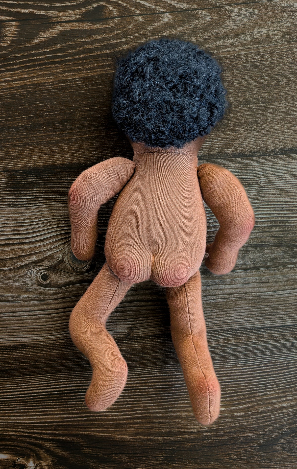 Waldorf Baby Doll: 12" Dark Skin - Black Mohair Hair - One of a Kind