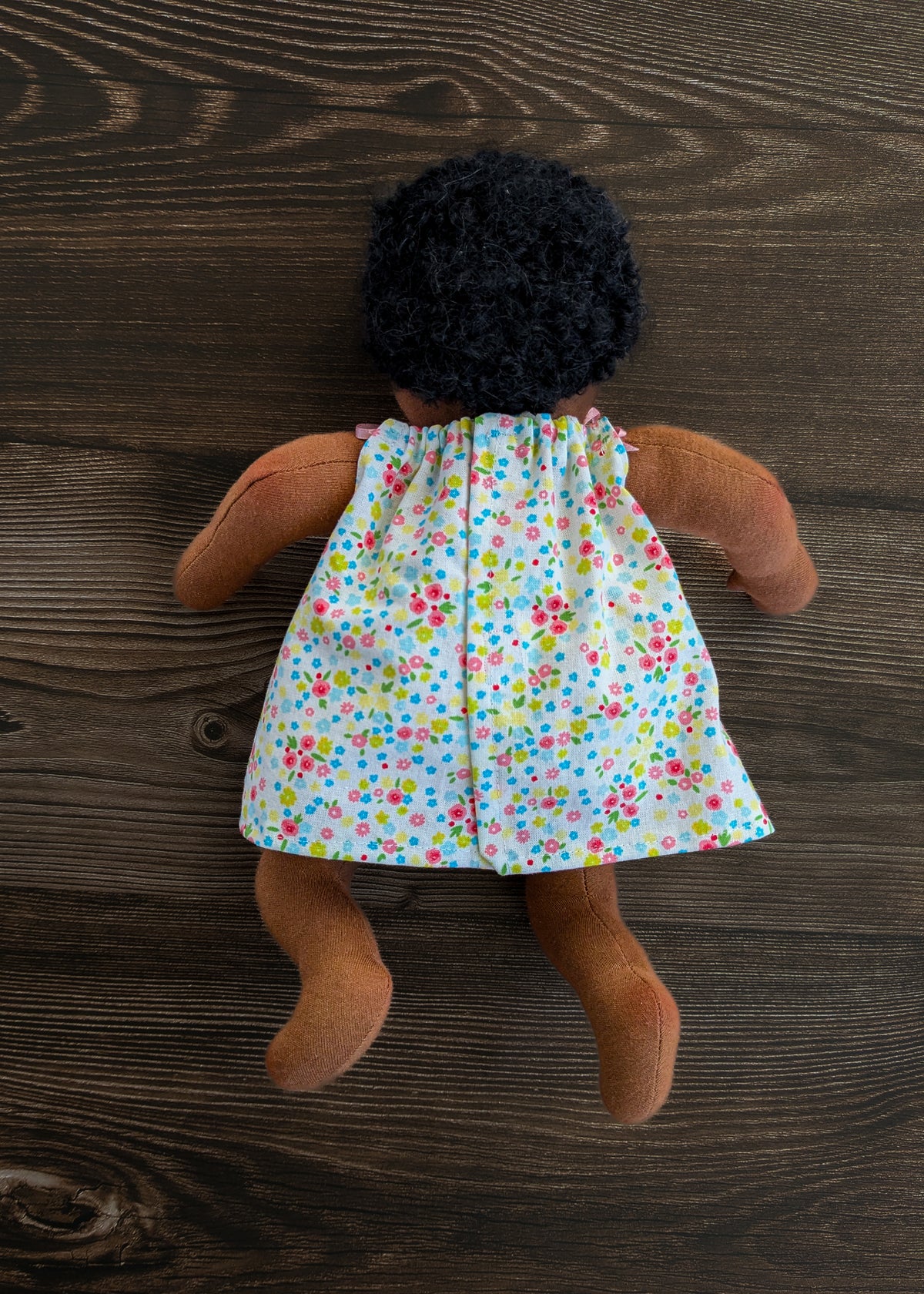 Waldorf Baby Doll: 12" Dark Skin - Black Mohair Hair - One of a Kind